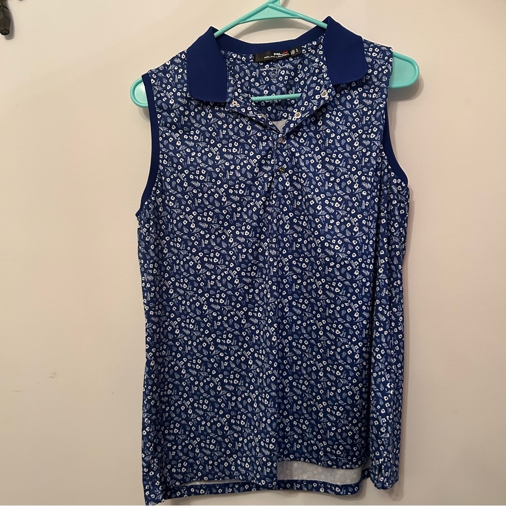 Ralph Lauren Blue Sleeveless Polo Blouse